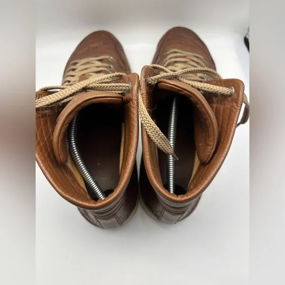 Gucci Guccissima High Top Sneakers Brown Leather Web Stripe Men’s 10.5 - Picture 5 of 13